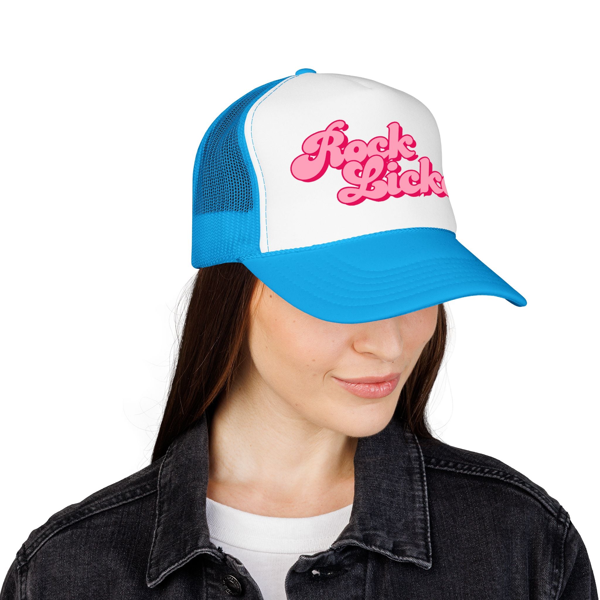 Trucker Hat: Rock Licker (pink text)