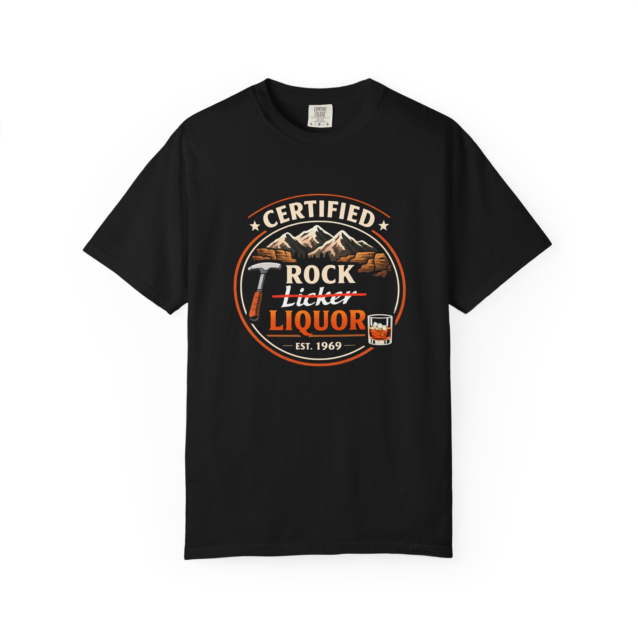 Black Funny Geology T-Shirt: Certified Rock Licker/Liquor