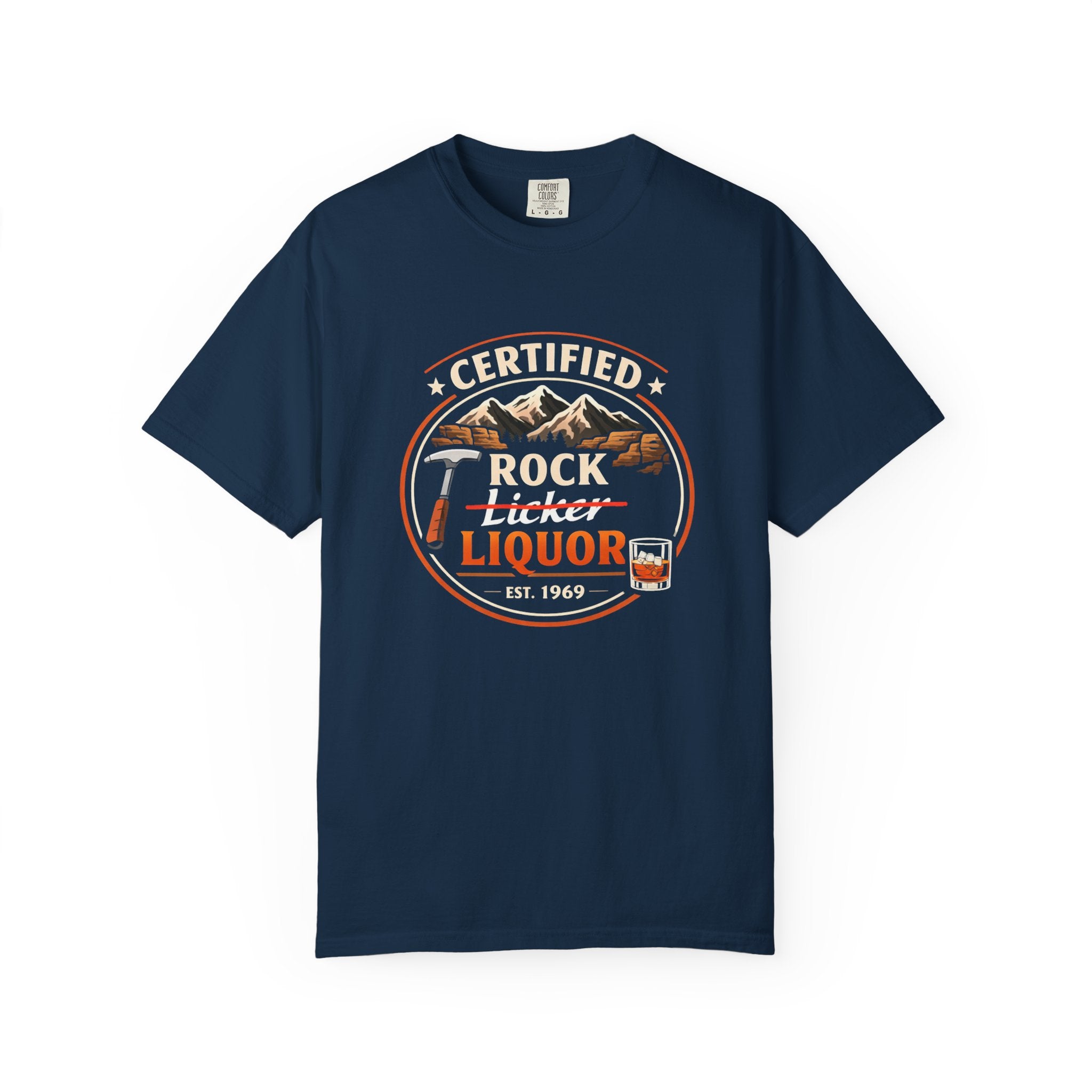 Black Funny Geology T-Shirt: Certified Rock Licker/Liquor