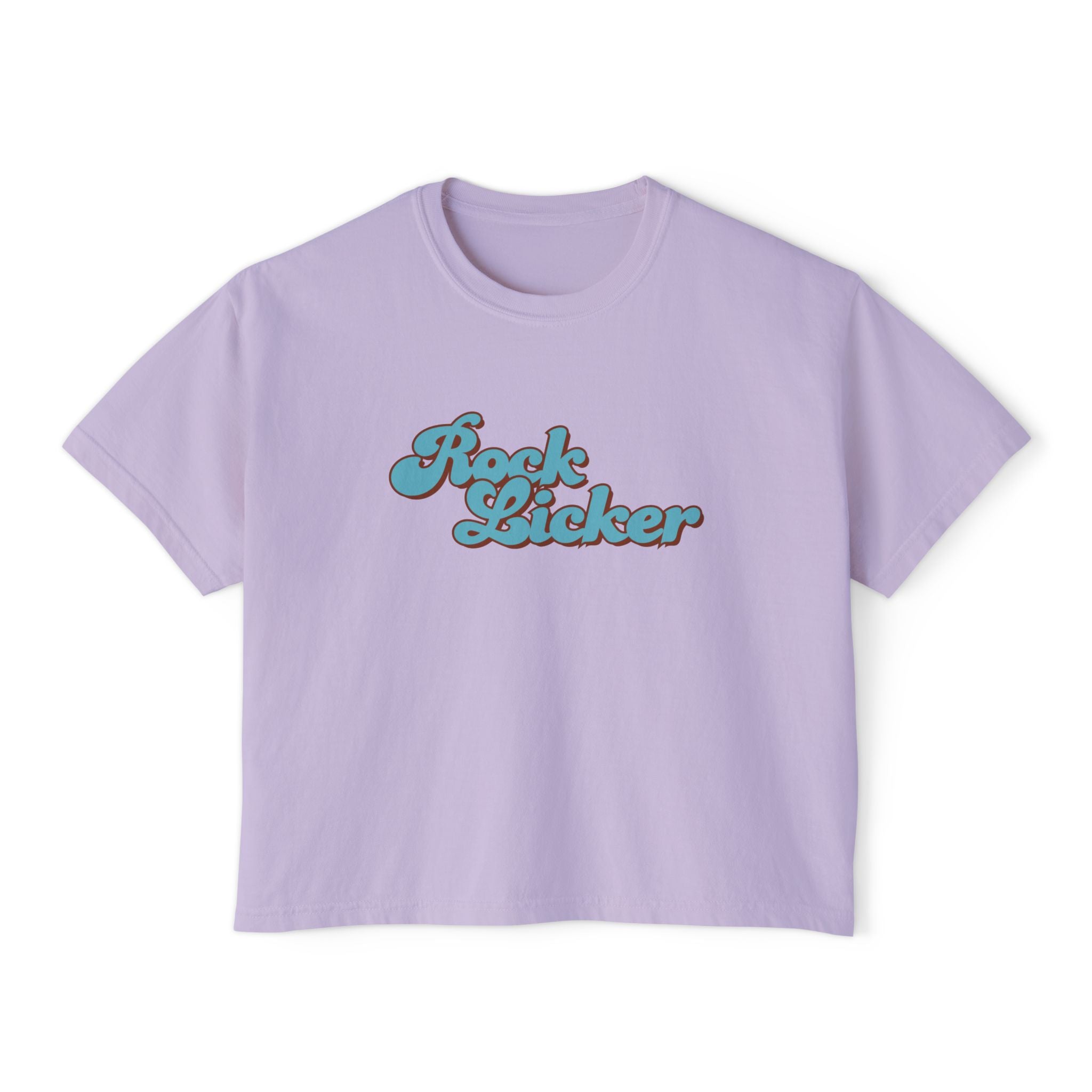 White Women's Geology T-Shirt -  Rock Licker Blue Text