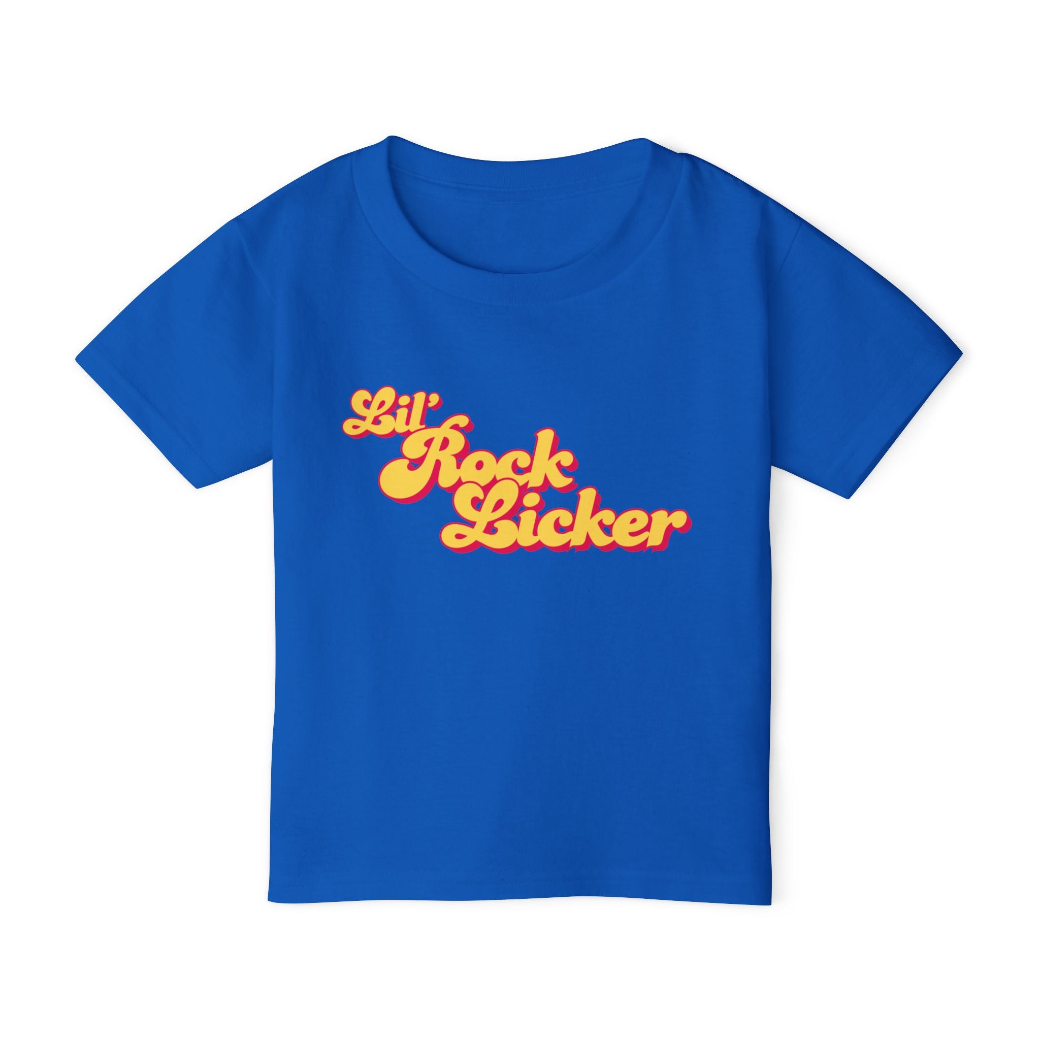 Light Blue Toddler Geology T-Shirt: Lil Rock Licker Yellow Text
