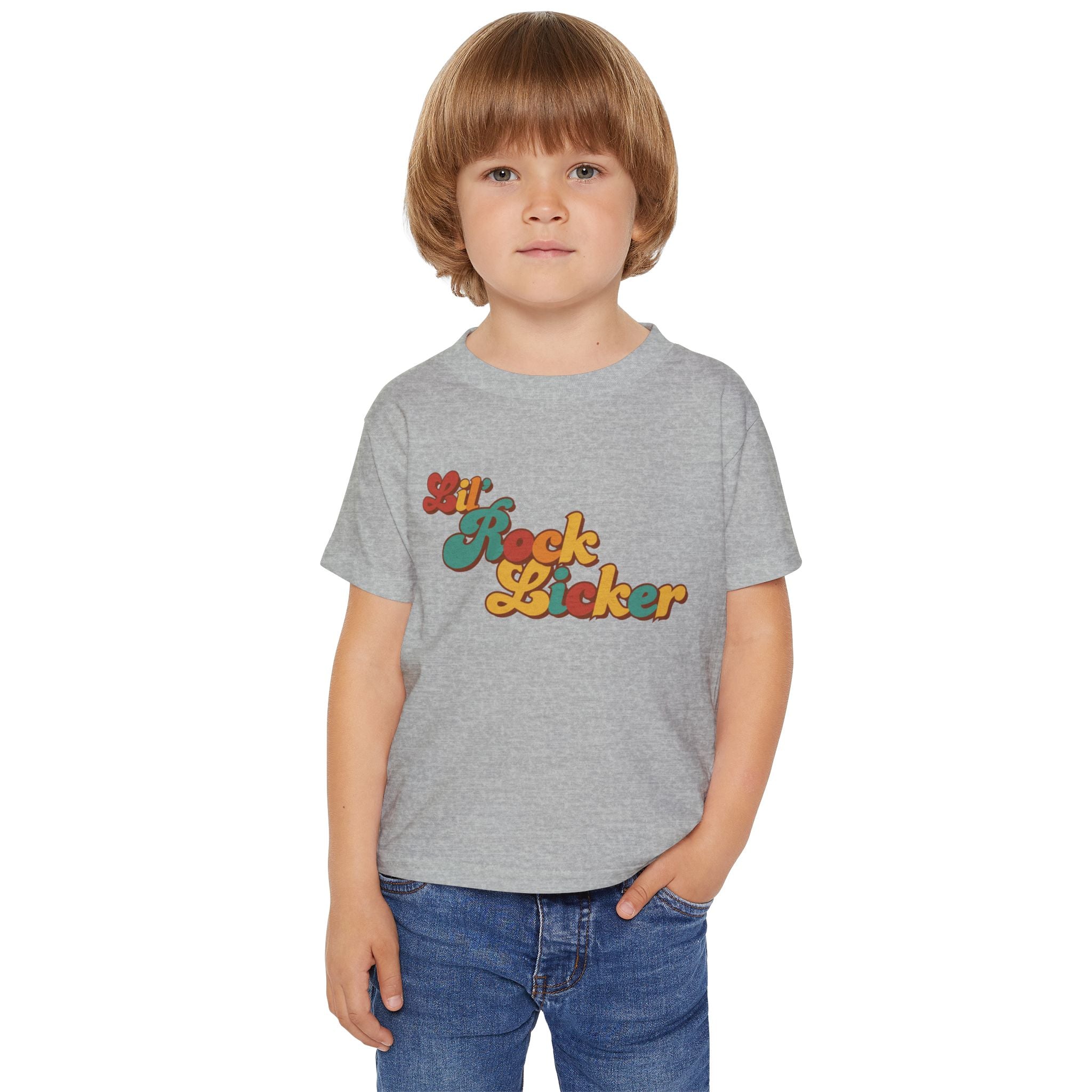 Toddler Tee: Lil Rock Licker Multi Color Retro Colors Text