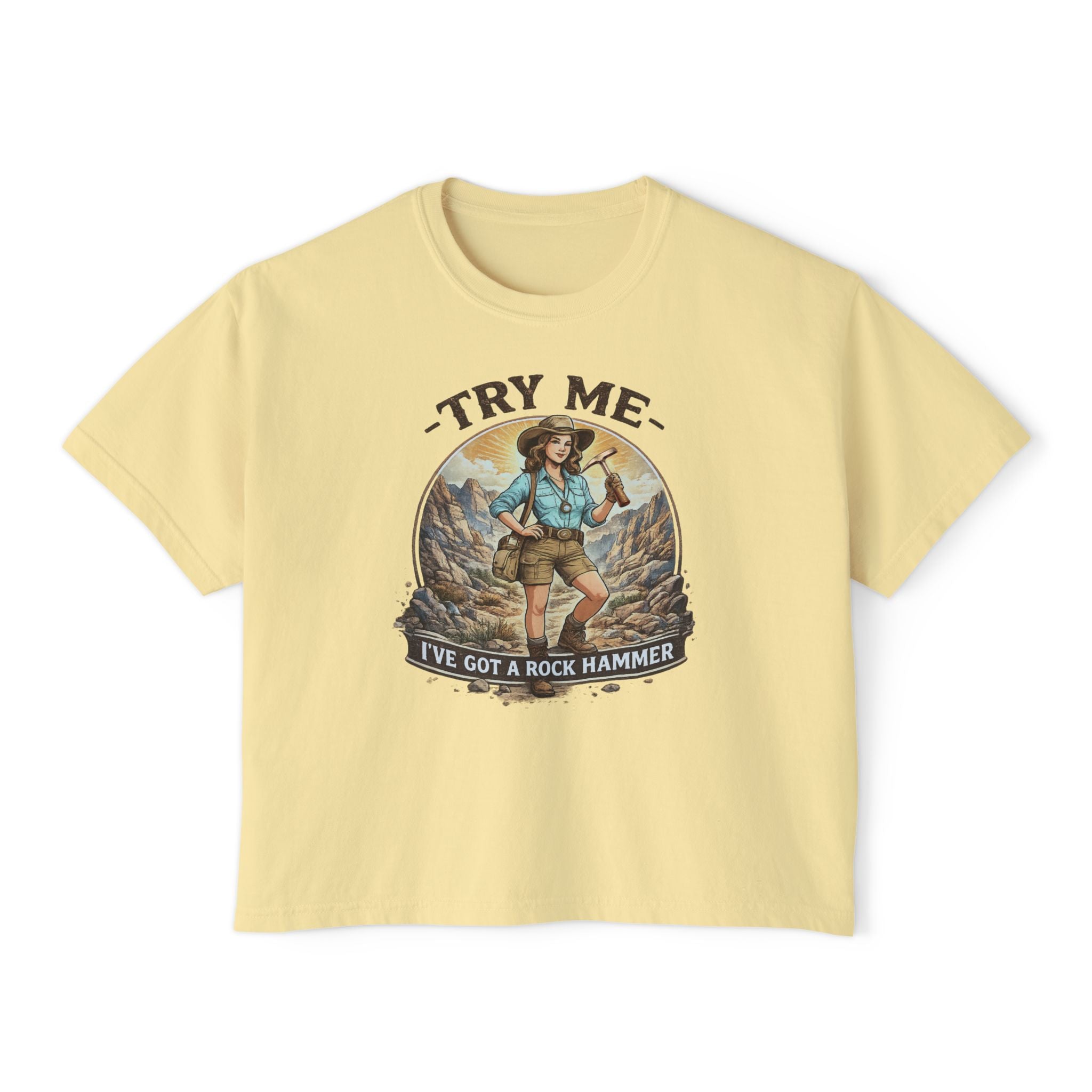Orchid Women's Geology T-Shirt -  Try Me...I've Got a Rock Hammer