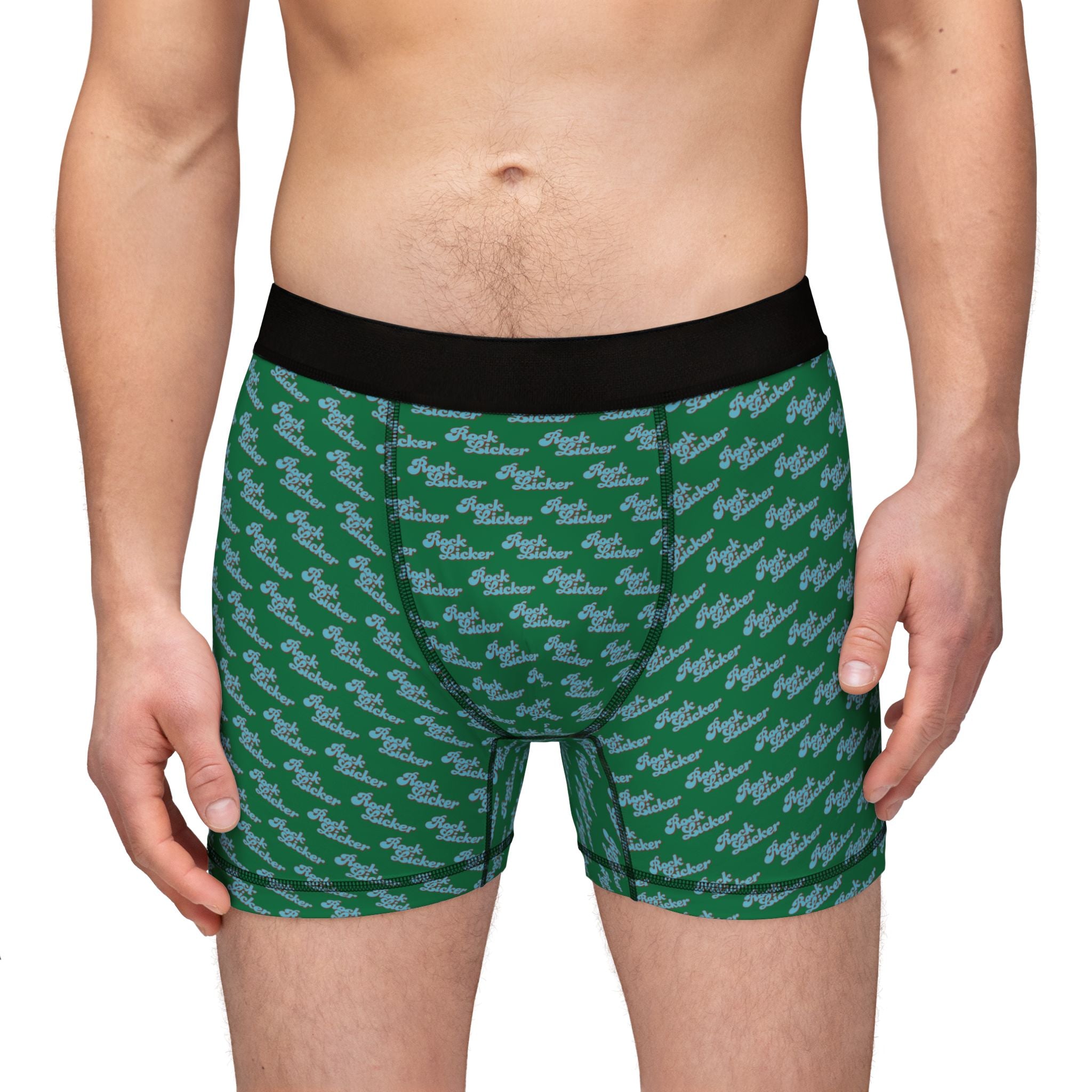 Undies: Rock Licker Blue on Green Boxers — Men's Briefs