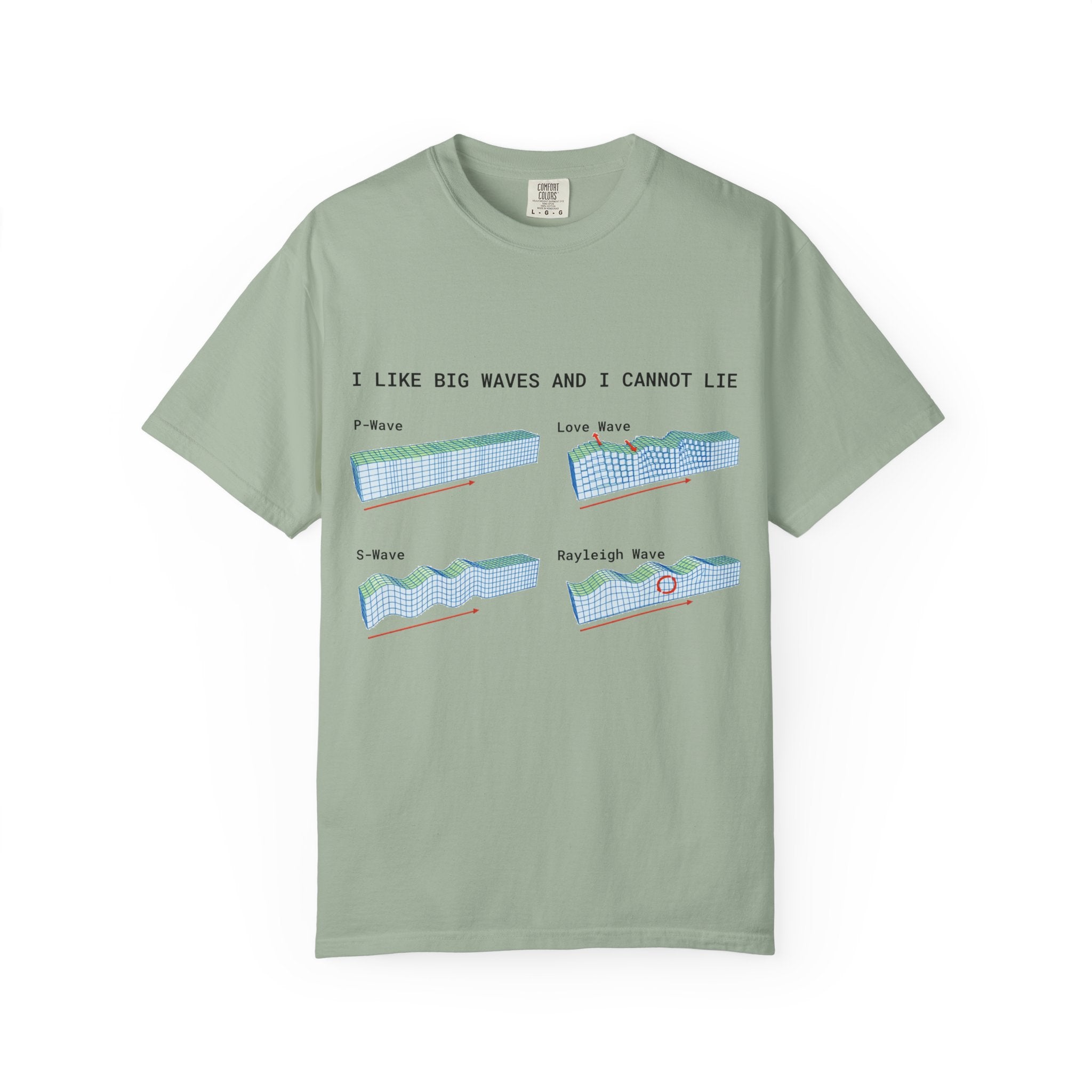 Blue Spruce Funny Geophysics T-Shirt: I Like Big Waves and I Cannot Lie
