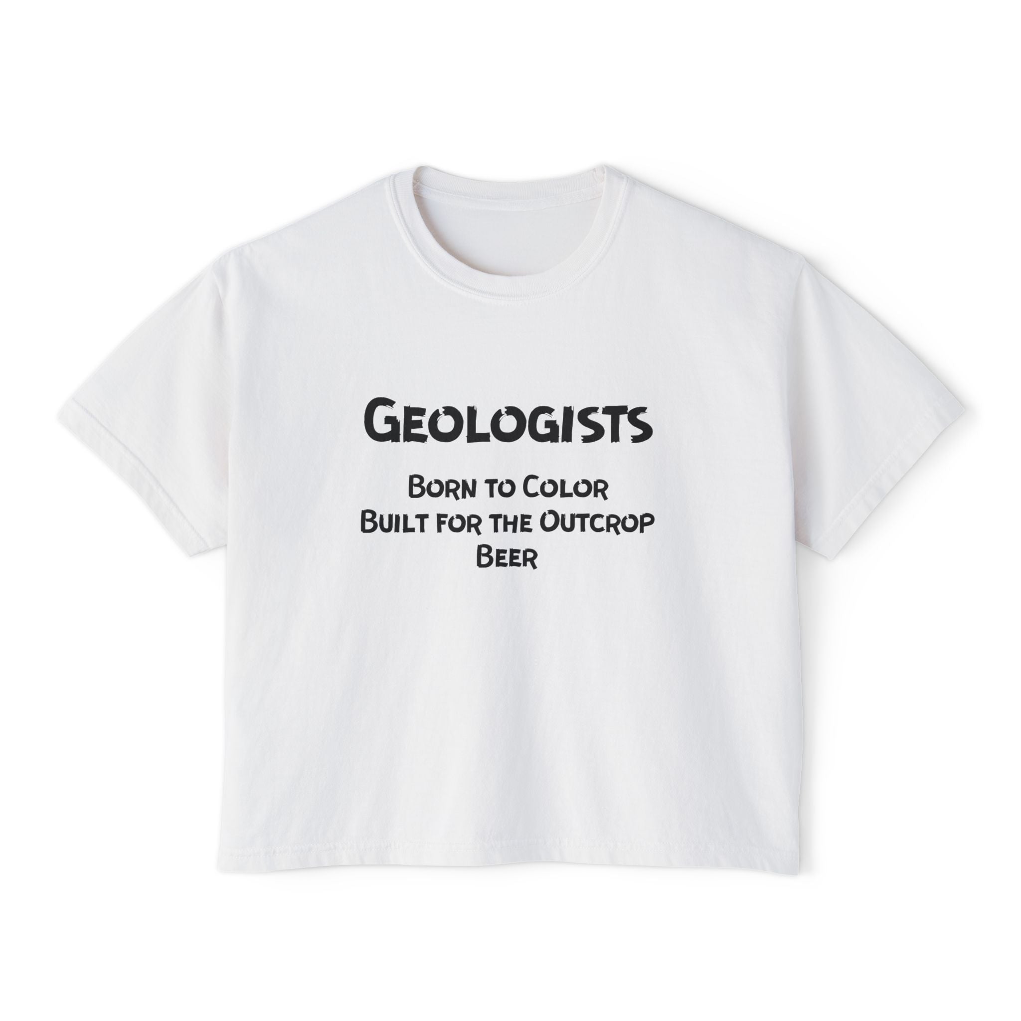 White Women's Geology T-Shirt -  Born to Color, Outcrop, Beer