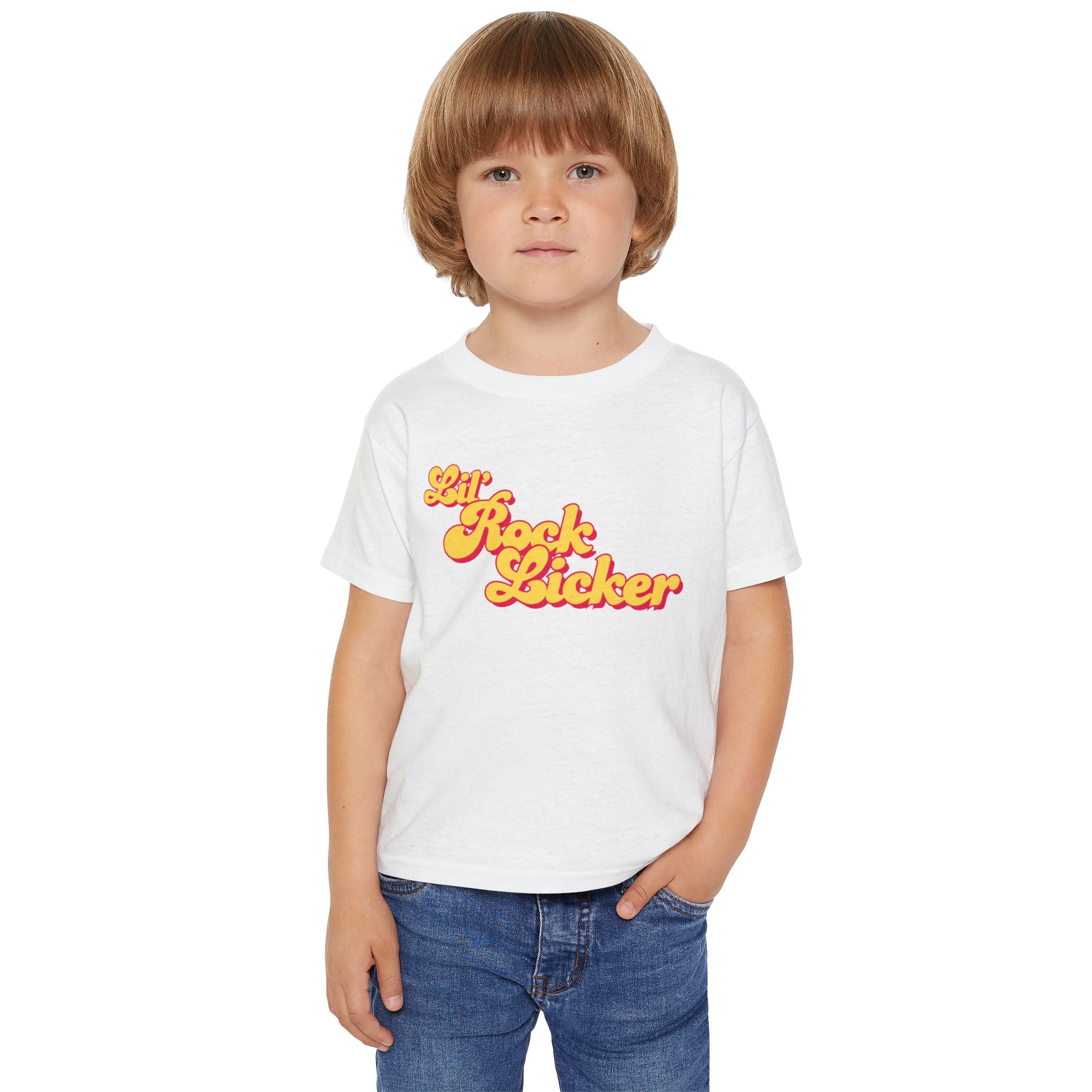 Toddler Tee: Lil Rock Licker Yellow Text