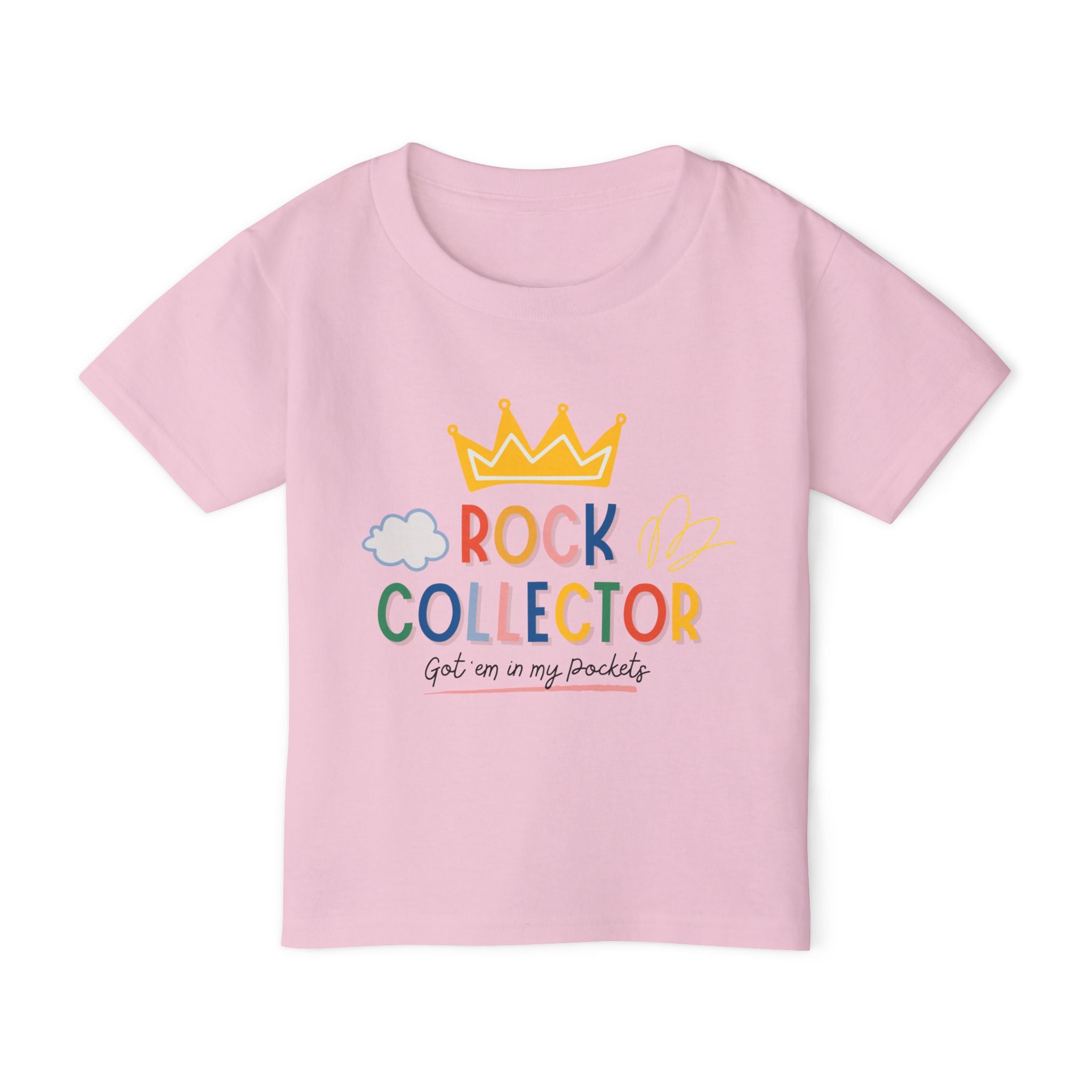 Light Pink Toddler Geology T-Shirt: Lil Rock Licker Yellow Text