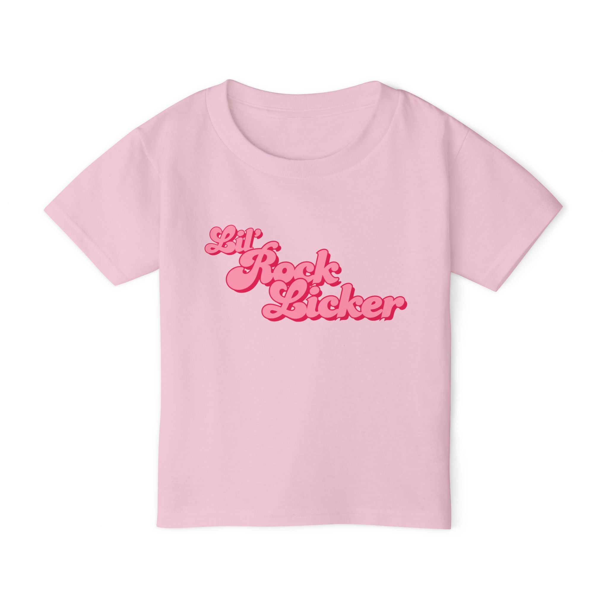 Light Blue Toddler Geology T-Shirt: Lil Rock Licker Pink Text