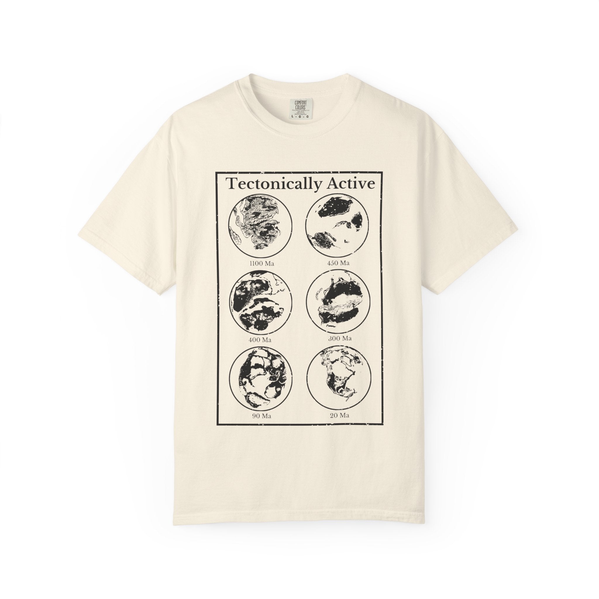 Blue Jean Funny Geology T-Shirt: "Tectonically Active" Paleo Geography Diagrams
