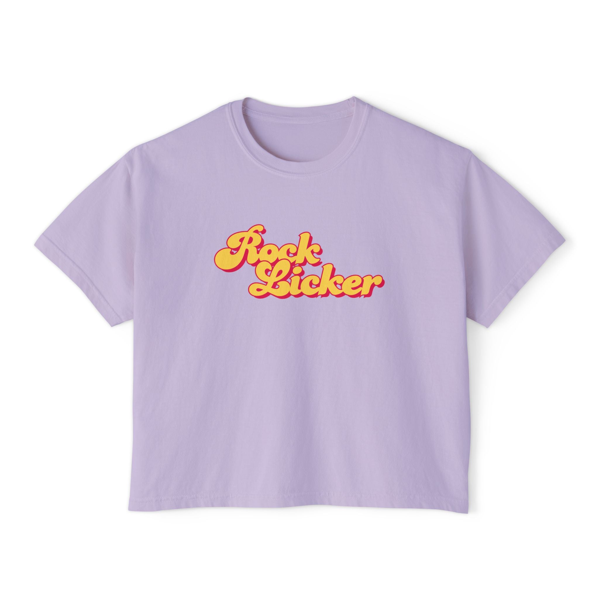 White Women's Geology T-Shirt -  Rock Licker Yellow Text