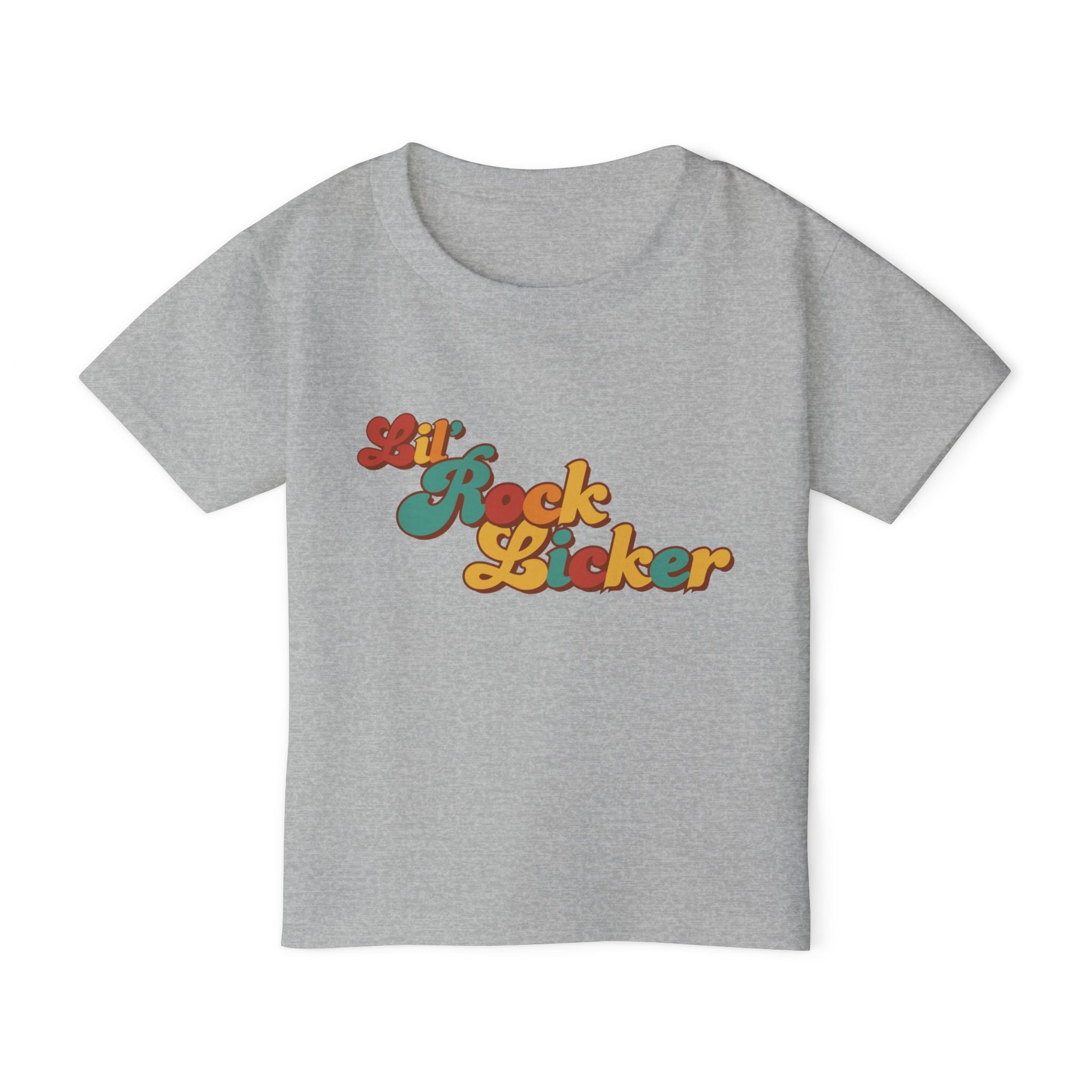Toddler Tee: Lil Rock Licker Multi Color Retro Colors Text