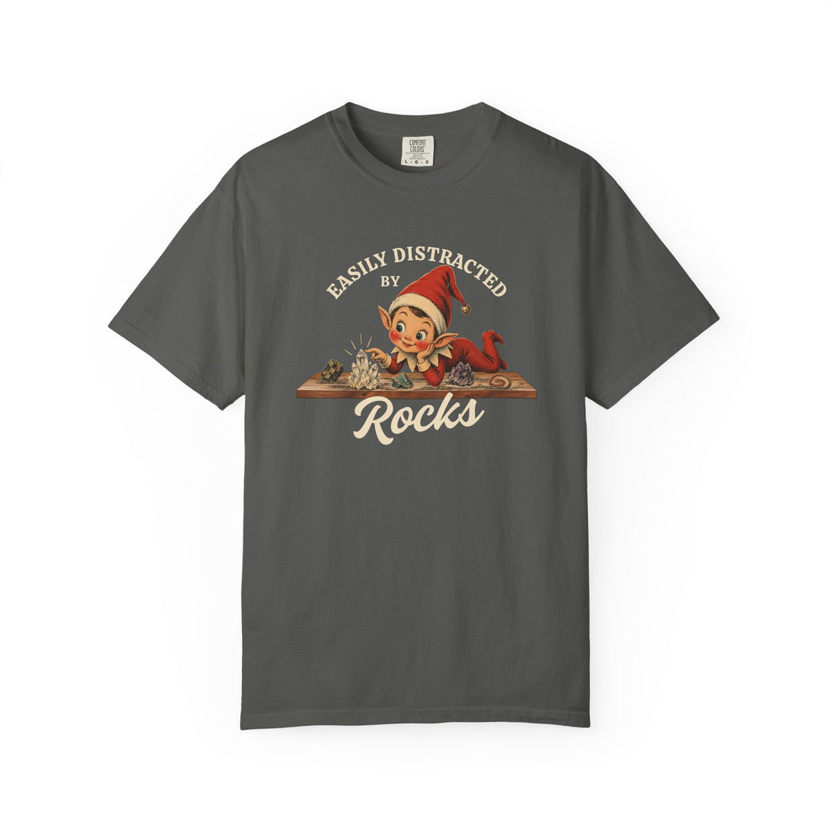 Geology Holiday T-Shirt: Elf on the Shelf - Easily Distracted by Rocks