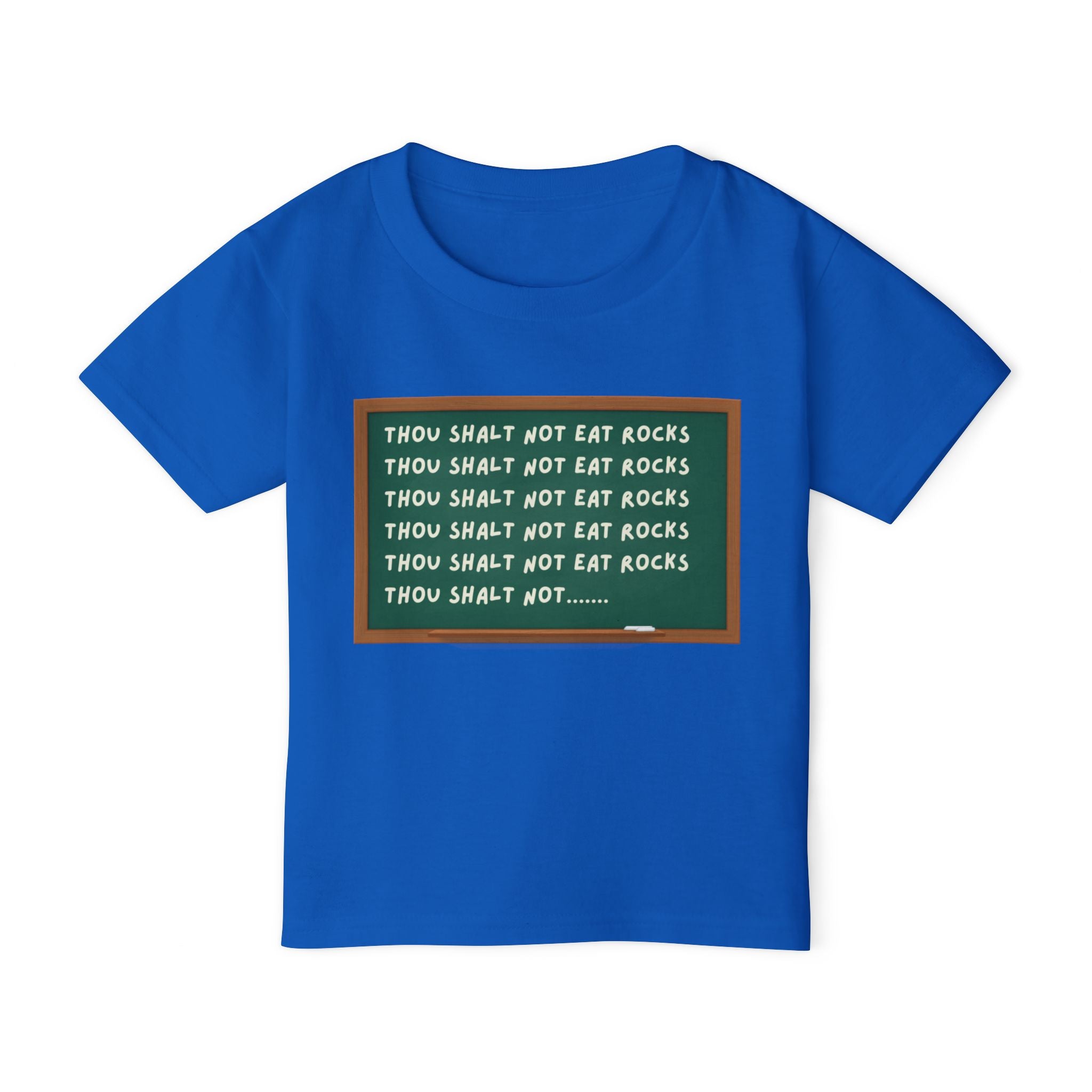 Light Blue Toddler Geology T-Shirt: Thou Shalt Not Eat Rocks