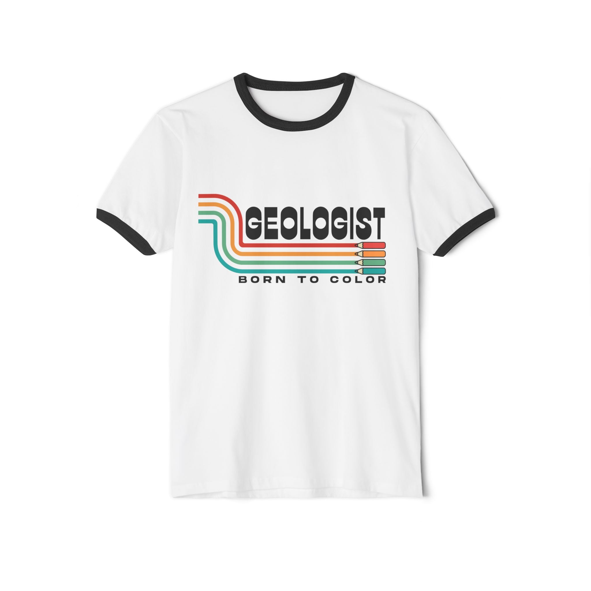 Natural/Black Funny Geology Ringer T-Shirt: Geologist - Born to Color T-Shirt