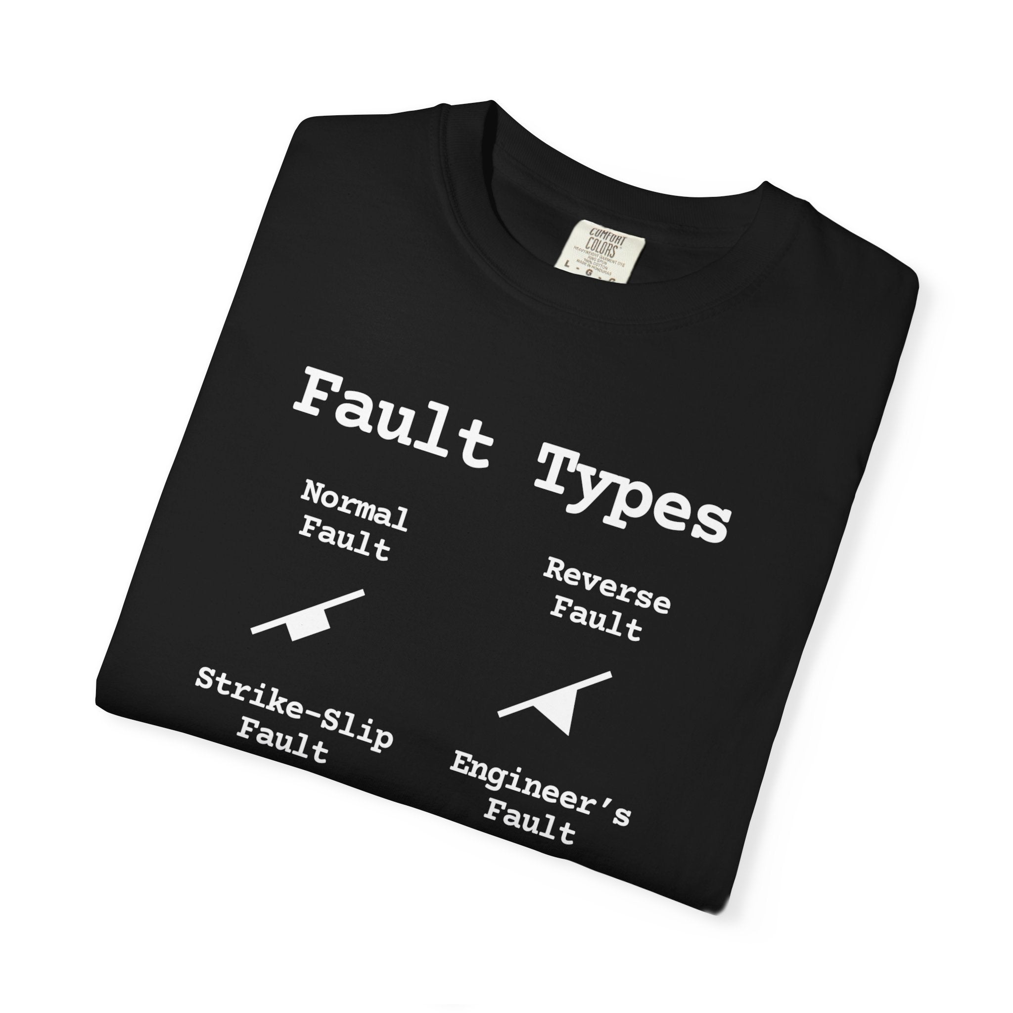 Graphic Tee: Fault Types (white text)