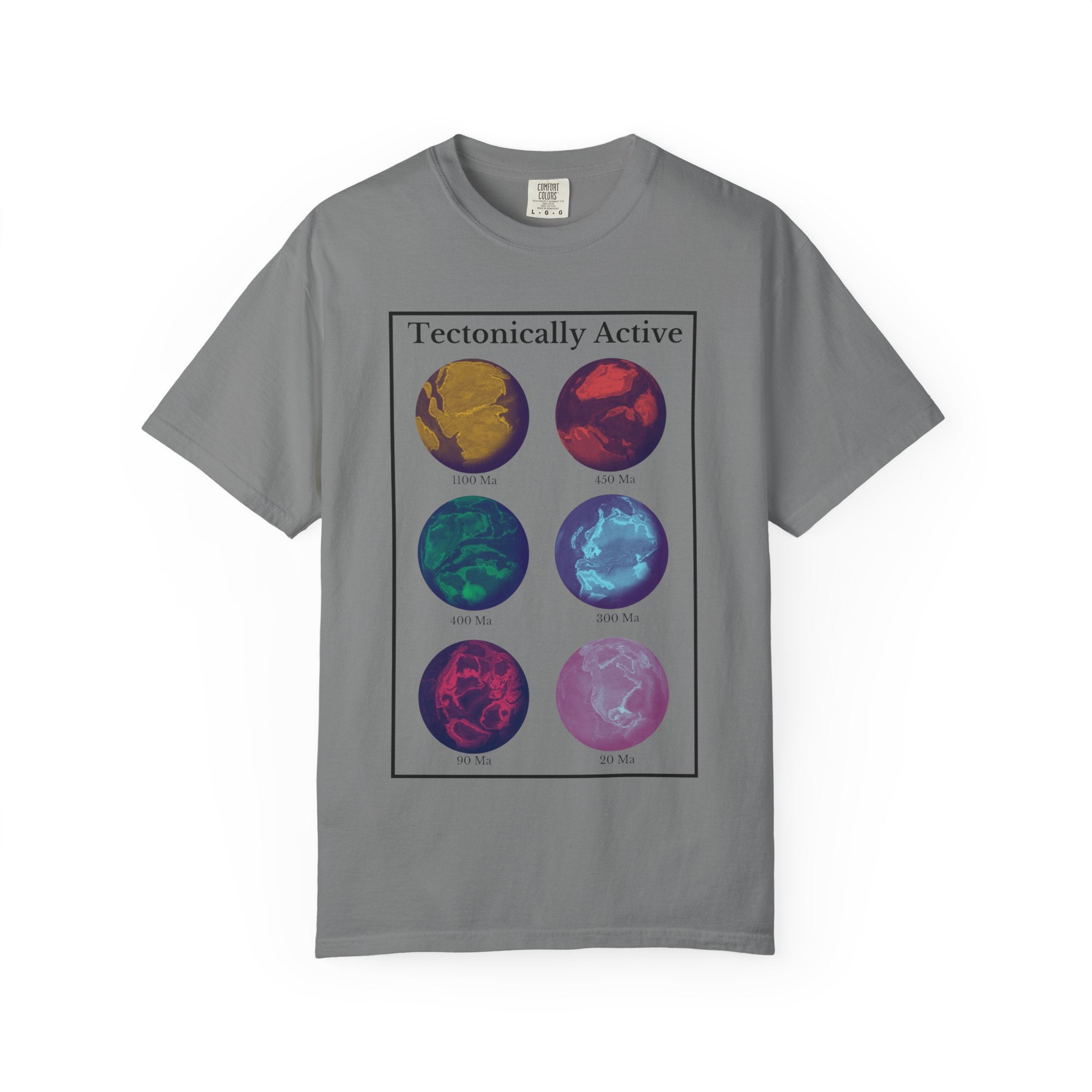 White Funny Geology T-Shirt: "Tectonically Active" Paleo Geography Diagrams multicolor