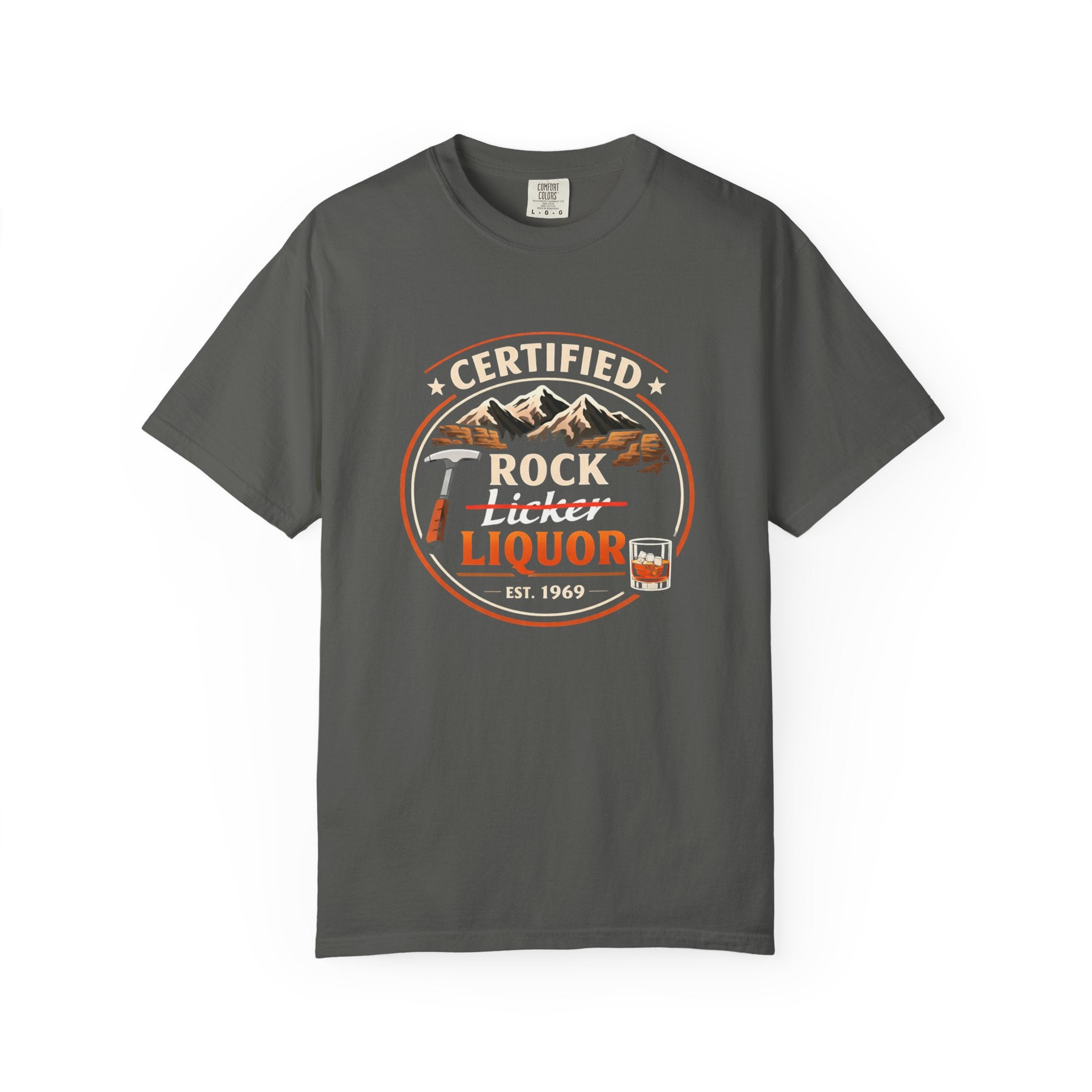 True Navy Funny Geology T-Shirt: Certified Rock Licker/Liquor