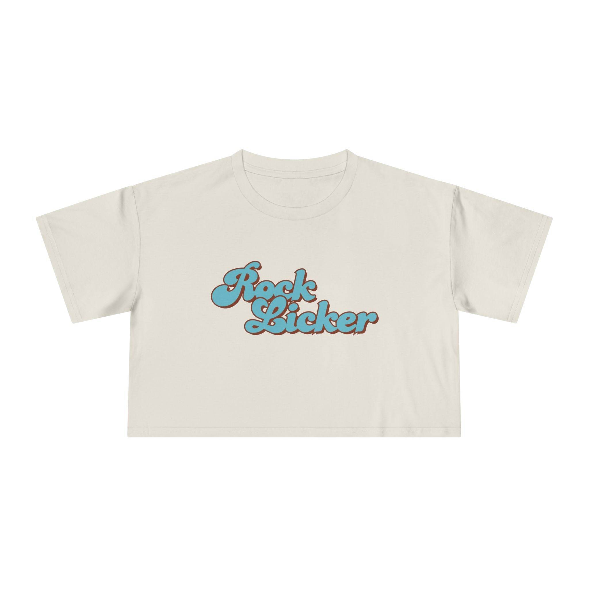 White Women's Geology T-Shirt -  Rock Licker Blue Text