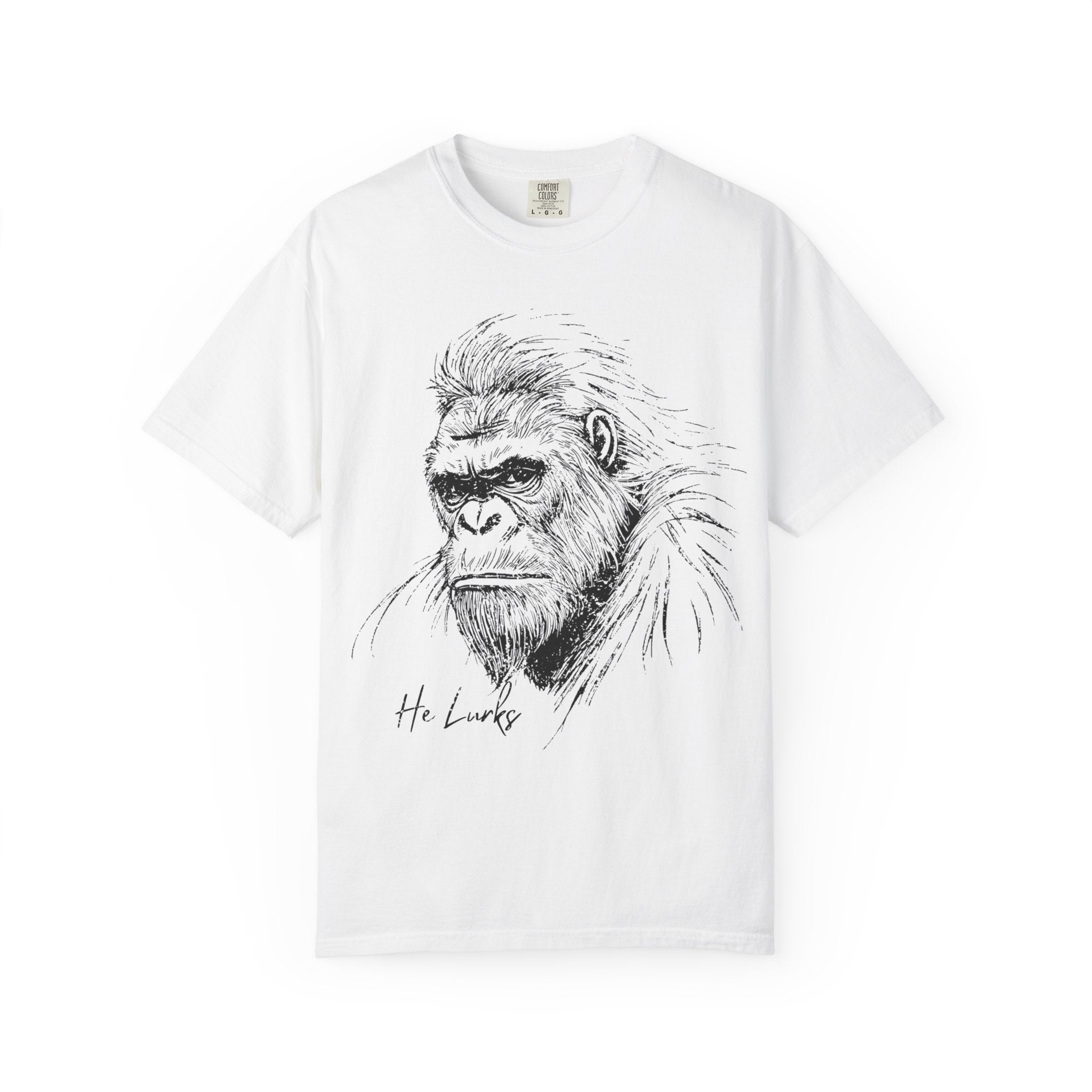 Bay Funny Geology T-Shirt: He Lurks - Bigfoot
